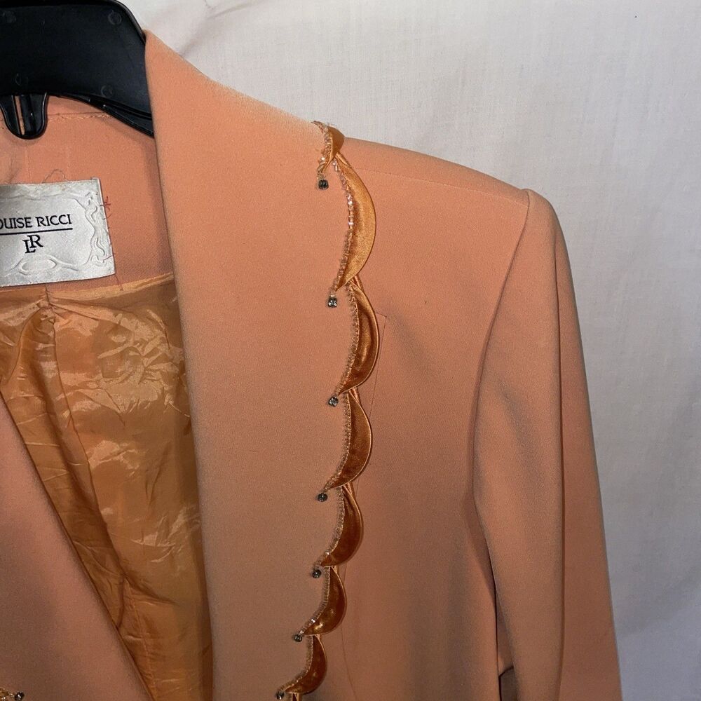 Louise Ricci Women’s Skirt Suit Size 20 Orange Business Formal Party - Picture 4 of 16